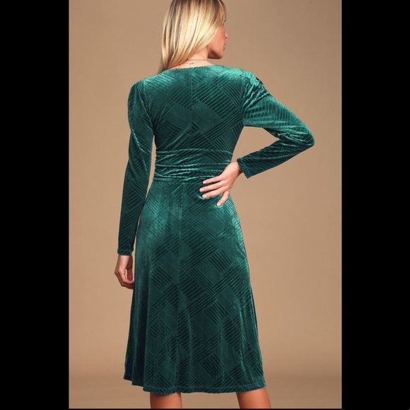 Ali & Jay I'm Nominated Teal Velvet  Midi Dress M - Picture 3 of 13